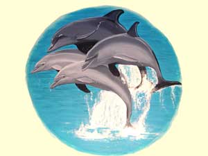 muurschildering dolfijnen