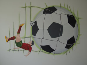 muurschildering ronaldo voetbal